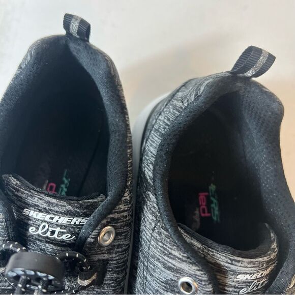 Skechers Womens 9.5 Flex Elite Gray/Black Casual Running Shoes Sneakers Low Top - Picture 8 of 11